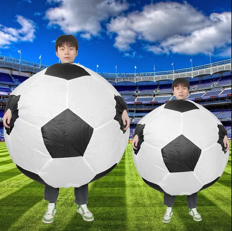 

Soccer Ball Inflatable Costume for Adults Women Men Funny Football Mascot Cosplay Fancy Dress Halloween Party Props Set