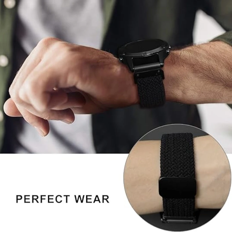 Elastic Quick Fit Nylon Strap Wristband, 26mm, Compatible with Garmin Fenix and Tactix Watches