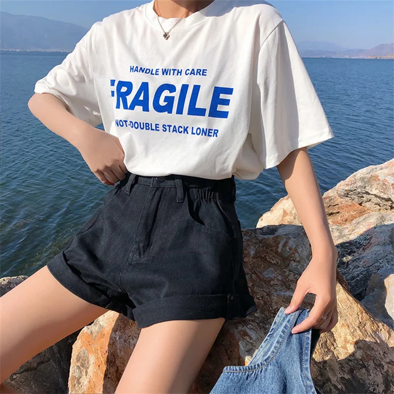 High Waist Denim Shorts Women's Loose Crimping Wide Leg Short Jeans Korean Style Clothes Pantalones De Mujer 2023 Summer