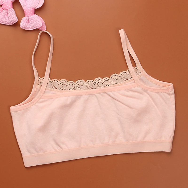 Solid Children's Breast Care Girl Bra 8-18 Years Hipster Cotton Teens Teenage Underwear Summer Kids Lace Vest Children Clothing