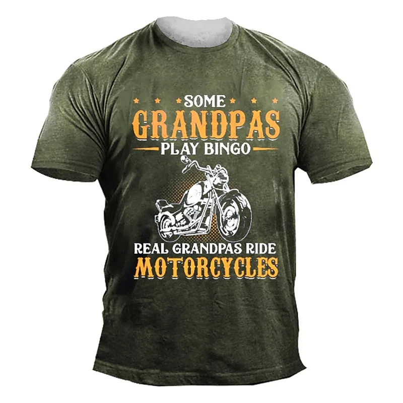 

2023 Summer Motorcycle T-shirt For Men Motor Biker 3d Print Vintage Short Sleeve Old Man Tee Shirt Moto T-shirt Racing Camiseta