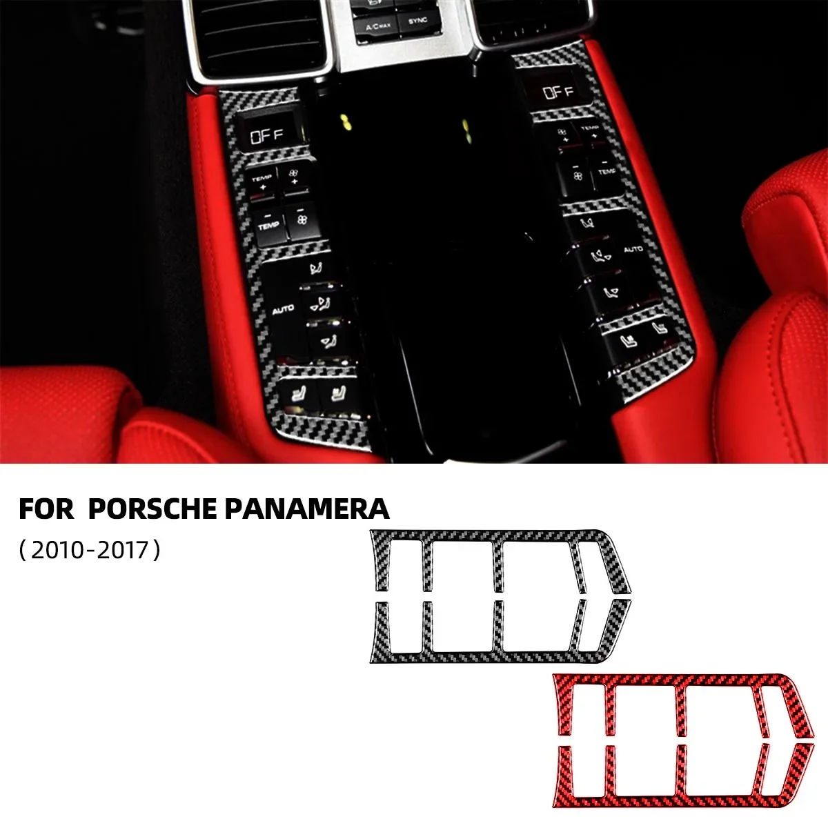 

For Porsche Panamera 2010-2017 Carbon Fiber Rear Rear Multimedia Button Trim Cover Accesorios Para Auto Car Accessories Stickers