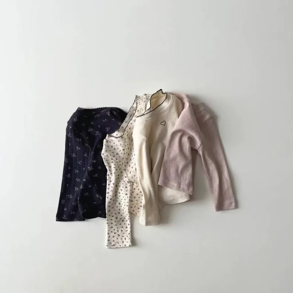 Spring New Baby Girl Long Sleeve T Shirts Infant Girls Floral Bottoming Shirts Kids Breathable Cotton Tops Toddler Tees