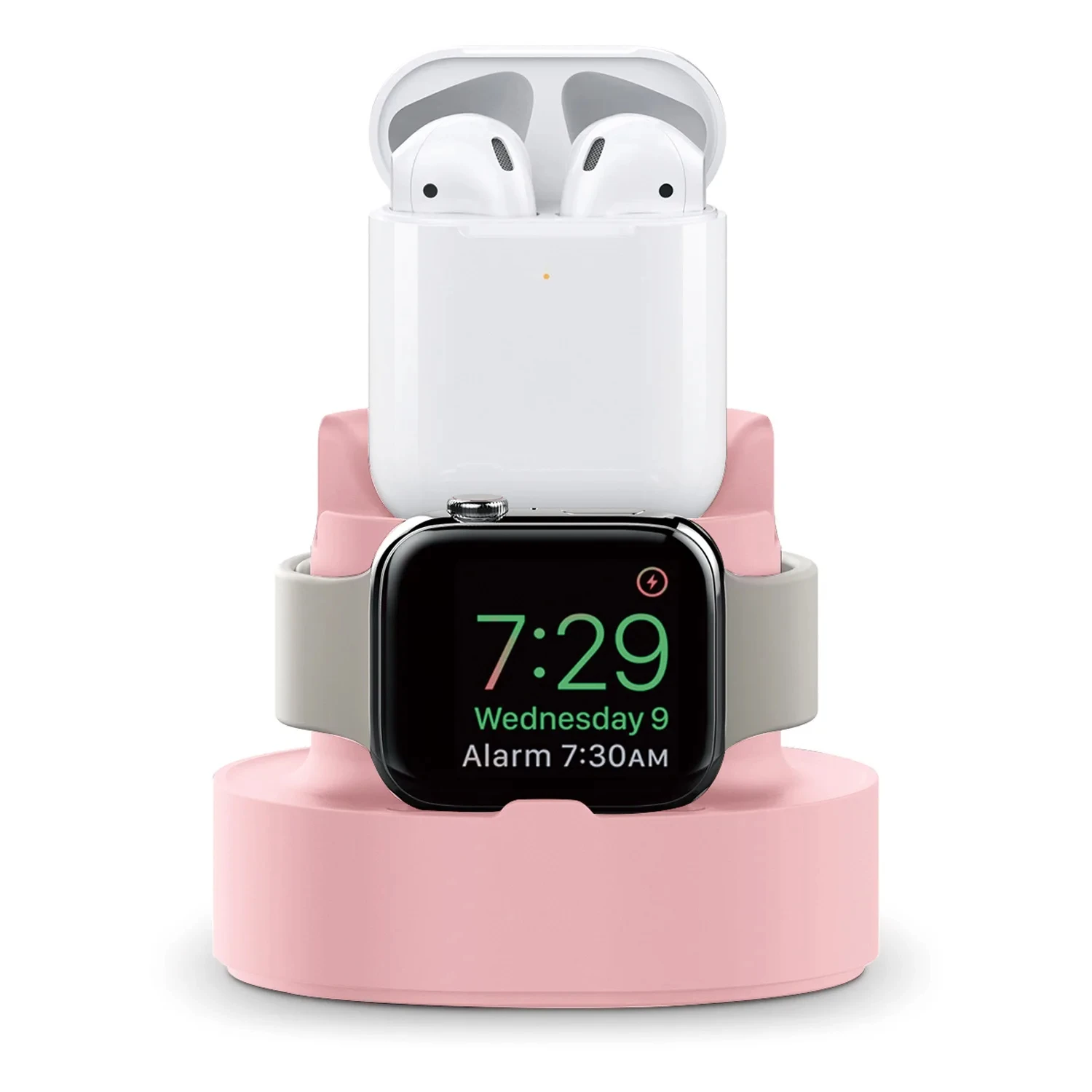 Upgraded 2-in-1 Silicone Stand for Apple Watch iphone for Airpods Charging Base iwatch Night Dock