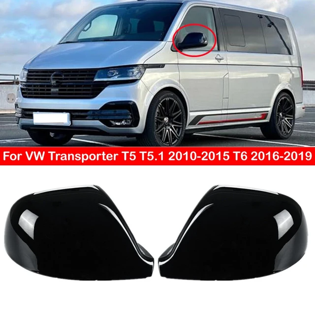  X AUTOHAUX Side View Mirror Cap Cover for VW T5 Transporter  2010-2015 - Left Side Black : Automotive