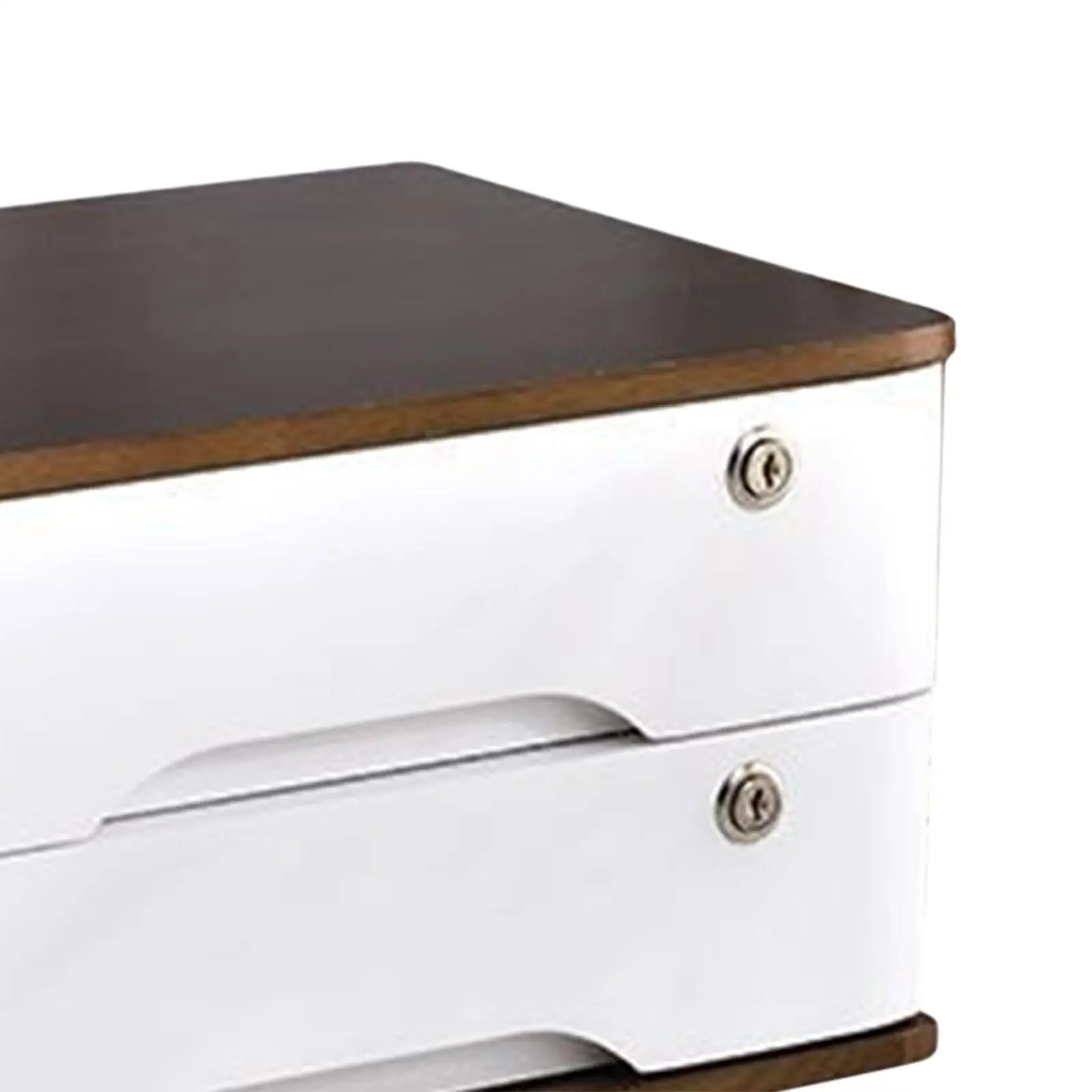 Wood Desktop Storage Box with Lock 2 Tier for Counter Workspace Countertop 5