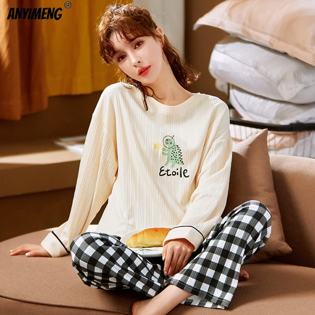 Women Pajamas Sets Winter Long Sleeve Cartoon Print Cute Plus Size Home  Pijamas Leisure Pyjama (Color : 9, Size : XX-Large) : : Clothing,  Shoes & Accessories