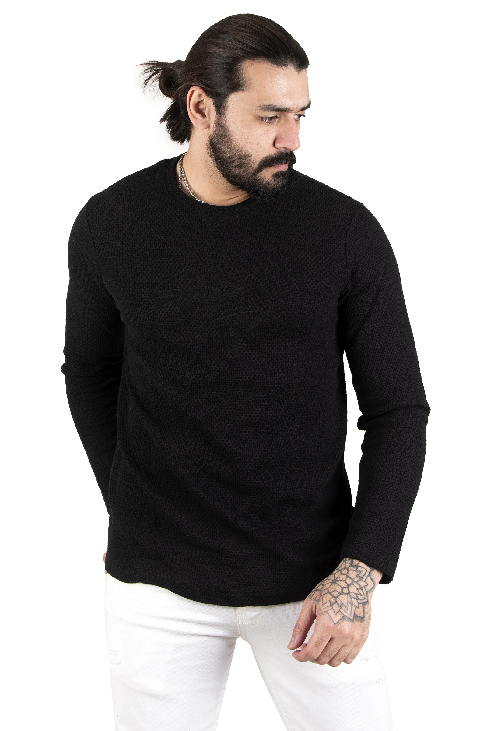 

DeepSEA Fronting Nakışlı Bike Collar New Season Mercerizing Male Sweatshirt 2303096