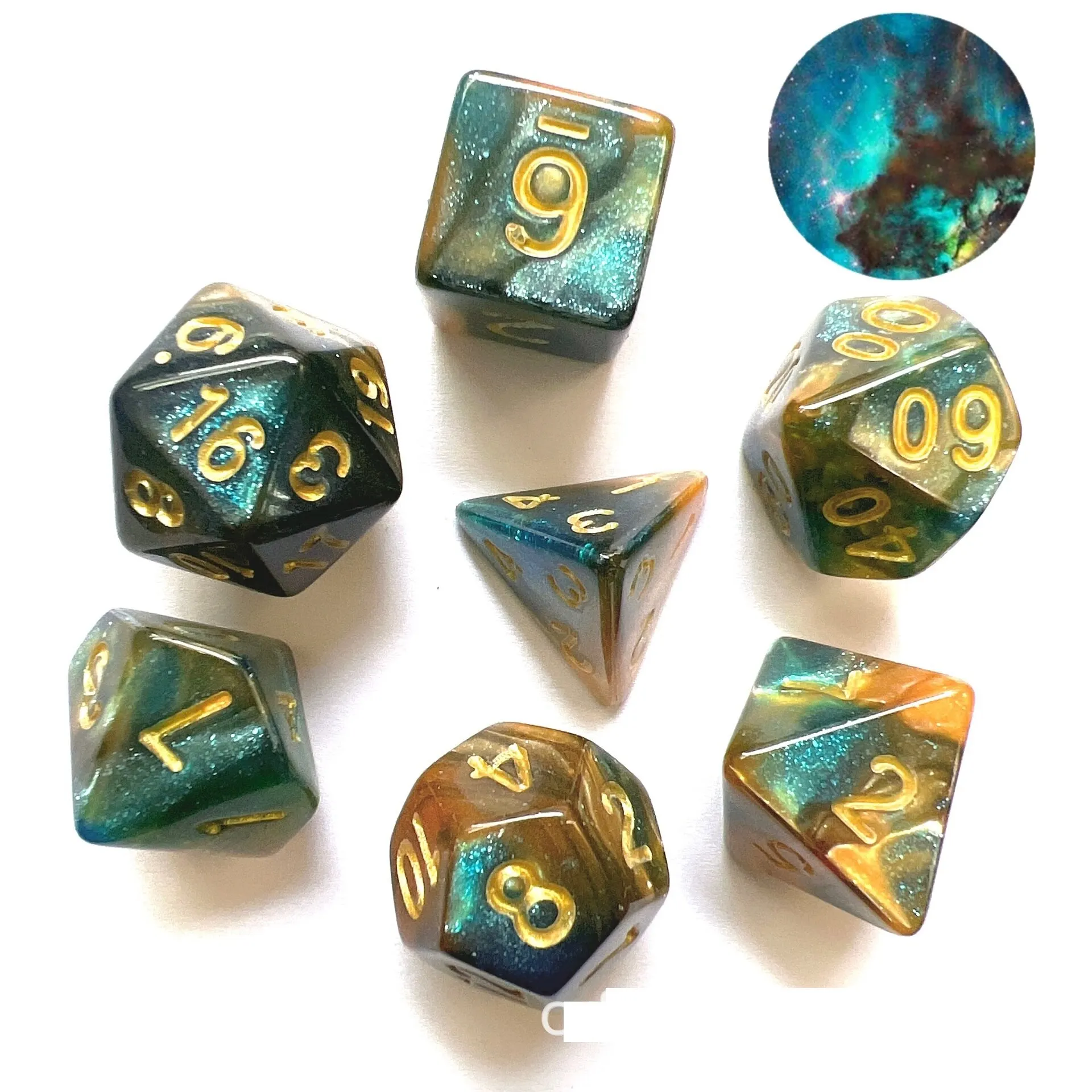 Game Dice Dual Color Multi Faced Dragon And Dungeon 7 Pieces Per Set