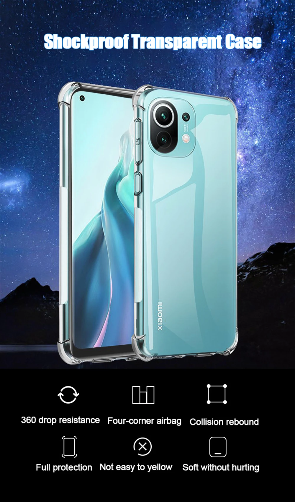 Four Corners Shockproof Case For Xiaomi Redmi Note 11 Pro 9 10 Pro Max Clear Soft Cover For Redmi Note 8 10S 9S 8T 9T 9 _voghion.com