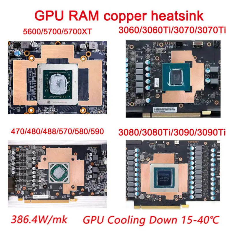 Upsiren Ram Rtx 3060 de Cobre do Dissipador de Calor para o Radiador de Memória Mineiro Rtx 3090 de 3080 3070 5600 5700 Gpu 1540 Graus Almofada Térmica