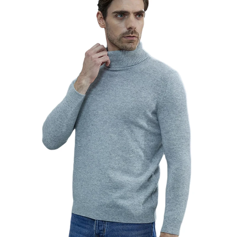 Men Knitted Sweaters Cashmere Sweater 100% Merino Wool Turtleneck Long-Sleeve Thick Pullover Winter Autumn Male Jumpers Clothing 3