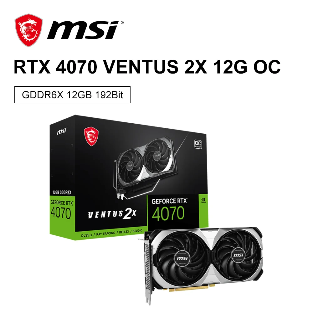 

MSI New GeForce RTX™ 4070 VENTUS 2X E 12G OC GDDR6X 4NM 192Bit 12GB Graphic Card Video Cards placa de vídeo PCI4.0 8PIN