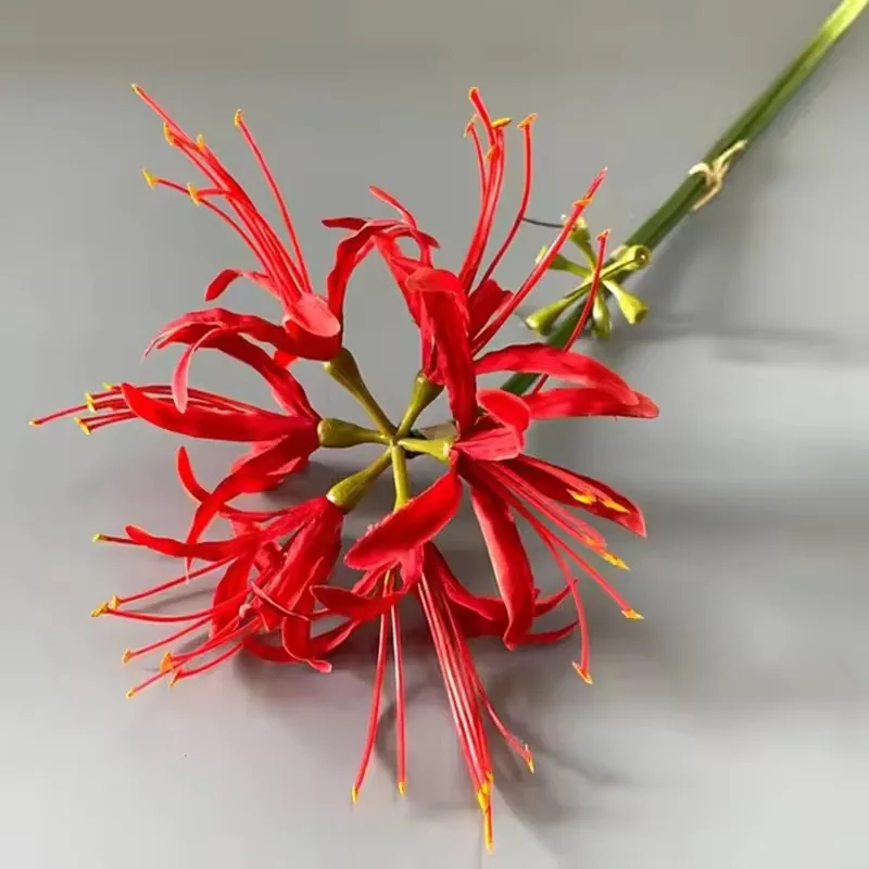Künstliche rote Spinnenlilie-Seidenblumen mit langem Stiel, Heim-Tischdekoration, Paramita Lycoris Radiata Mandala Manjusaka Seidenblumen