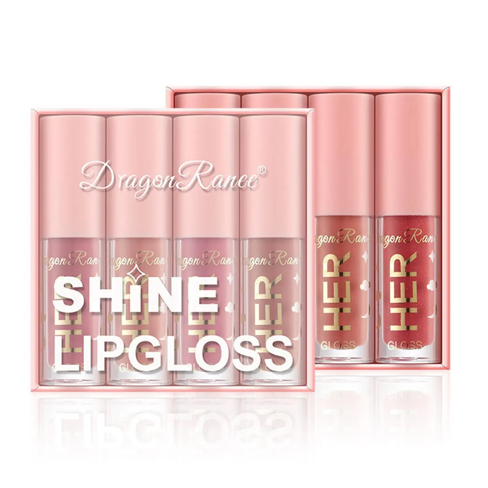 4pcs/set Lip Glaze Watery Lip Gloss Waterproof Lasting Transparent