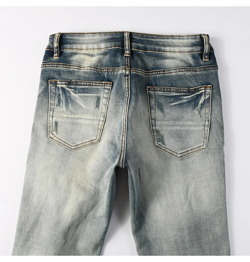 Dark Blue Biker Jeans Quality Detail