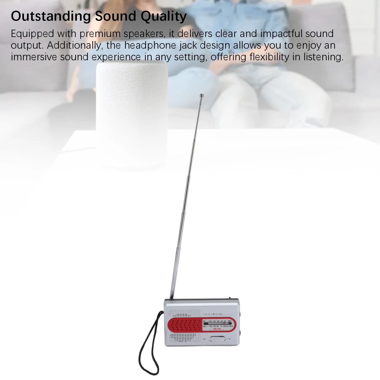 AM/FM Radio Earphone Jack High Sensitivity Wide Frequency Coverage Portable Radio Best Reception For Outdoor Activities