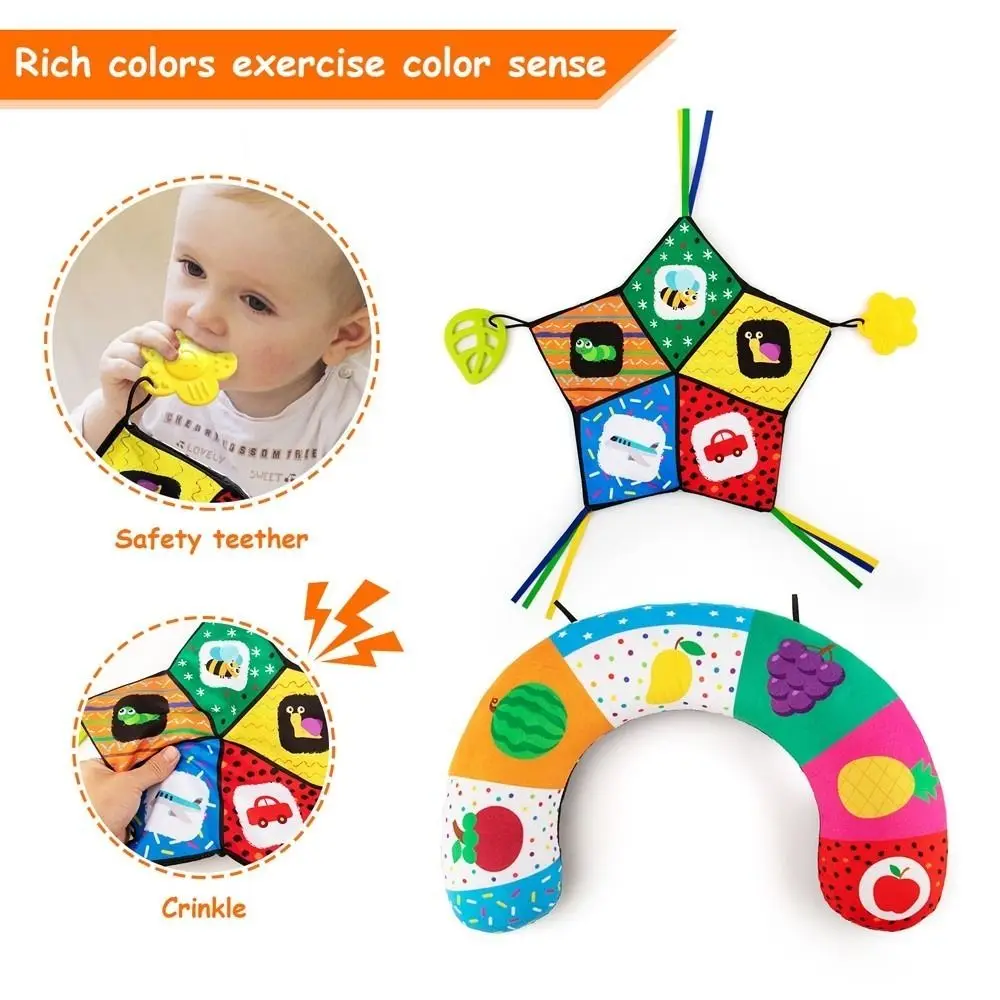 U자형  배밀이 베개 (크링클 매트 포함) 흑백 대비 배밀이 장난감 (거울 치발기 포함)