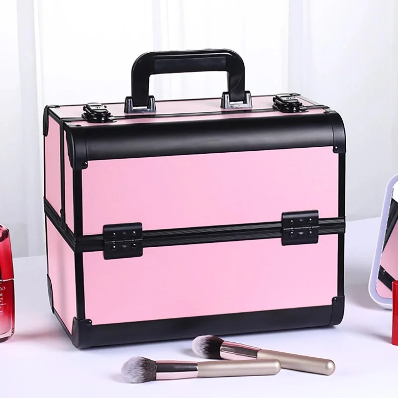 Makeup Train Case Pro Adjustable 4 Sliding Trays Cosmetic Case Storage Organizer Box Lockable Compartments 6