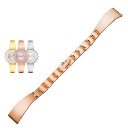 Petite Women's Stainless Steel Mesh Watchband Bracelet with Ultra-thin Design for 8mm (D-Rose)