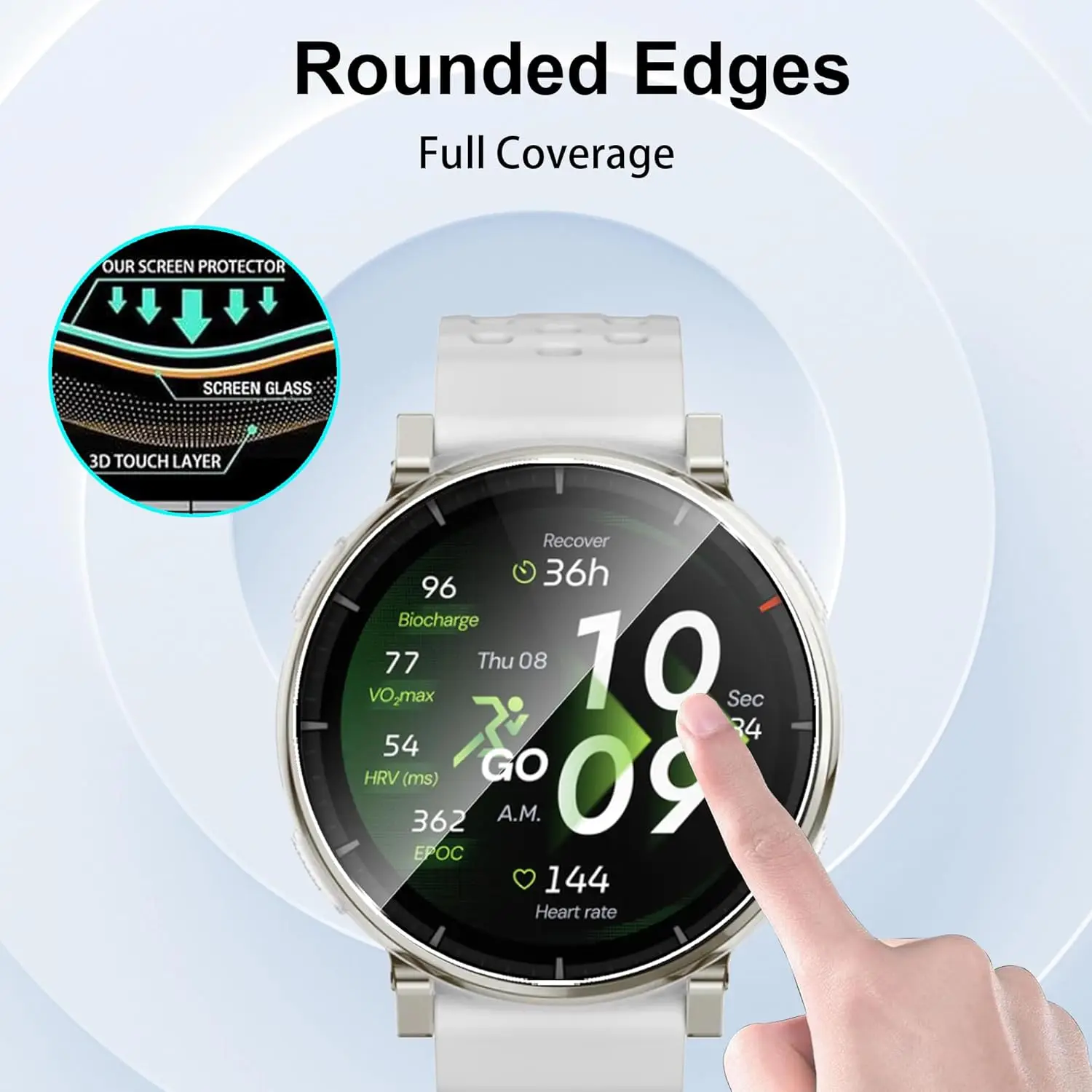 1/2/4Pcs Amazfit Active 3 프리미엄 스마트워치 HD 긁힘 방지 보호 필름용 강화 유리 화면 보호기 설치가 용이함