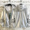 #4201 Black Sliver Shinny Jacket Men Bomber Jacket Korean Style Hip Hop Jacket Slim Men Jackets And Coats Streetwear Hooded Coat 4