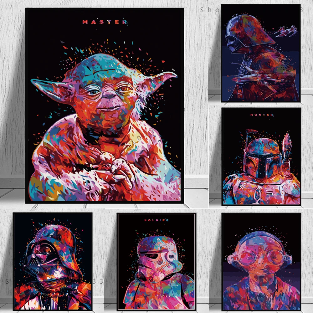 Disney Star Wars Canvas Painting Yoda Master Drawing On