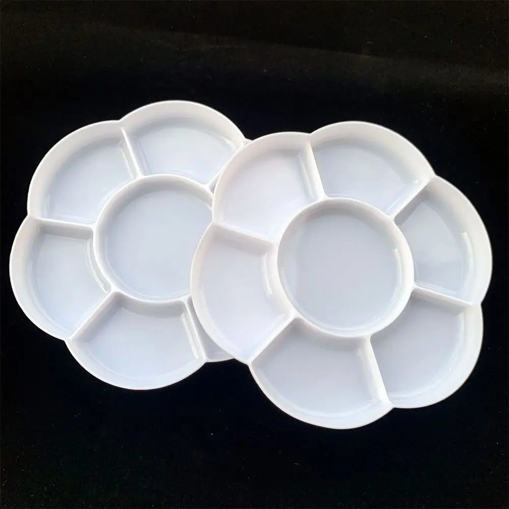 Hard Plastic Painting Tray White Round Palette Watercolor Art Paint Tray Lightweight Painting Supplies Children's Gift