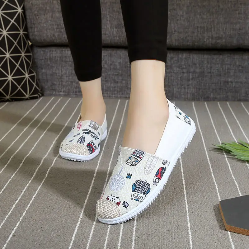 

Cresfimix zapatos de mujer women cute bird printed canvas shoes lady spring & summer slip on flats female cool comfy shoes a214