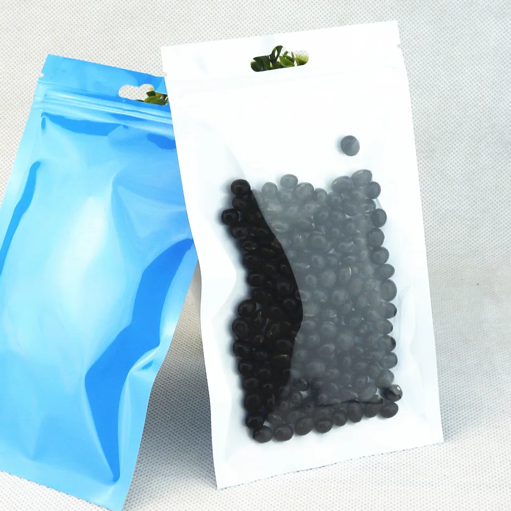 Blue Self-Sealing Zip Lock Bags - 100pcs Transparent Film