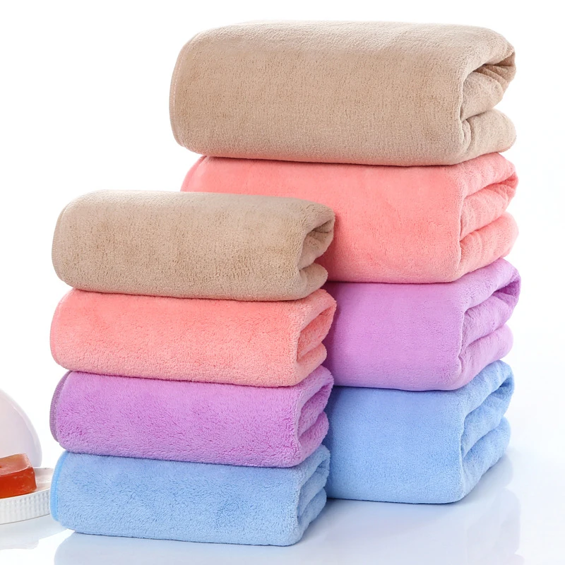 Striped Coral Fleece Towels Bath Towels Thickened Absorbent quick-drying soft absorbent hotel beauty salon towel