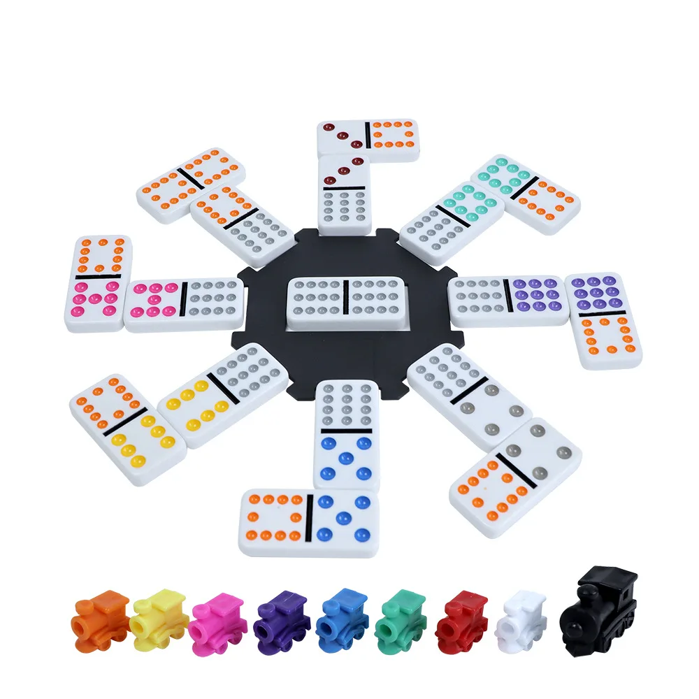 Mexican Train Dominoes 12 Double Twelve Dominoes Set for Adults Metal Box 91 Domino Pieces 2-8 Players Family Travel Board Game