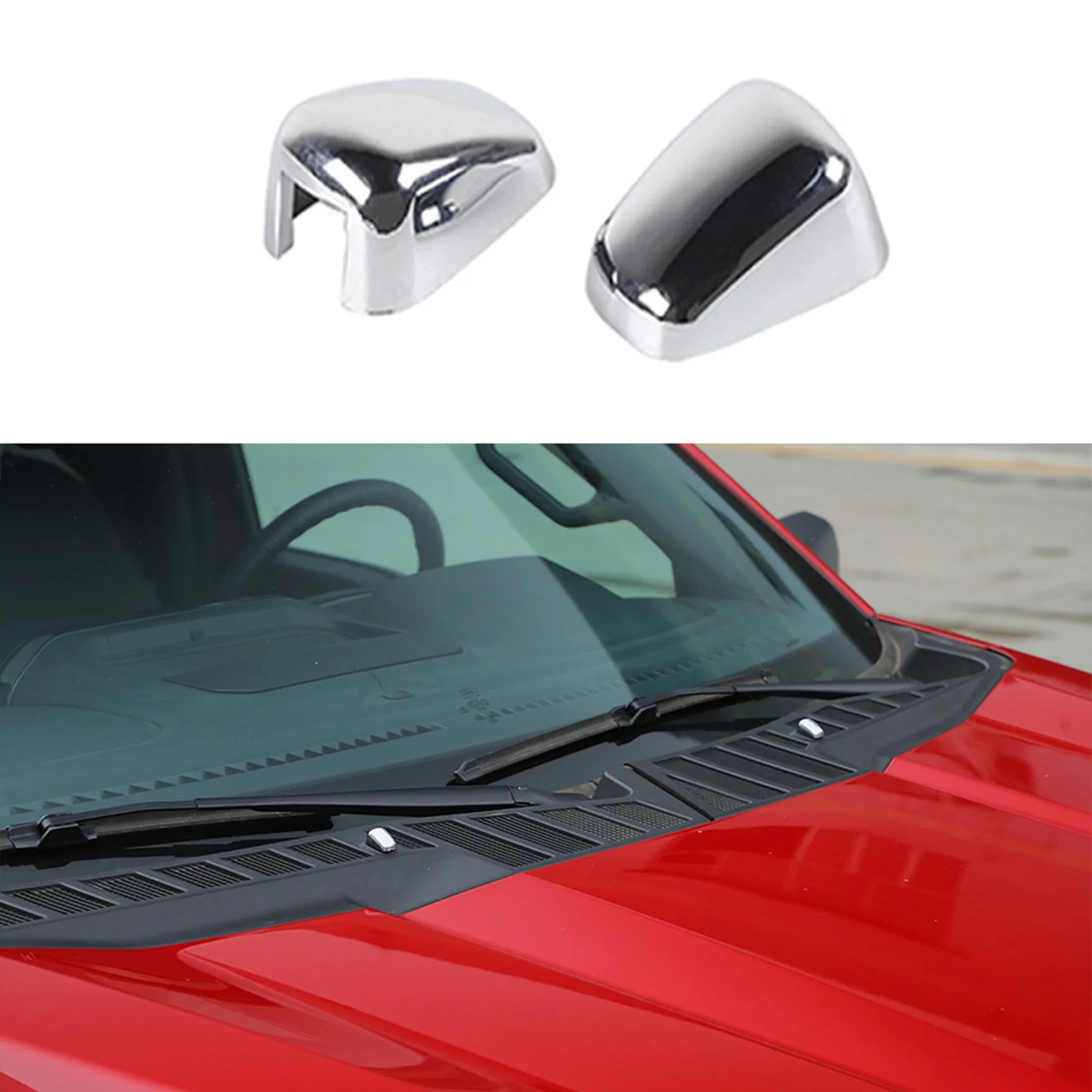 

Chrome Front Windshield Wiper Nozzle Decoration Cover Trim For- RAM Durango - 300C