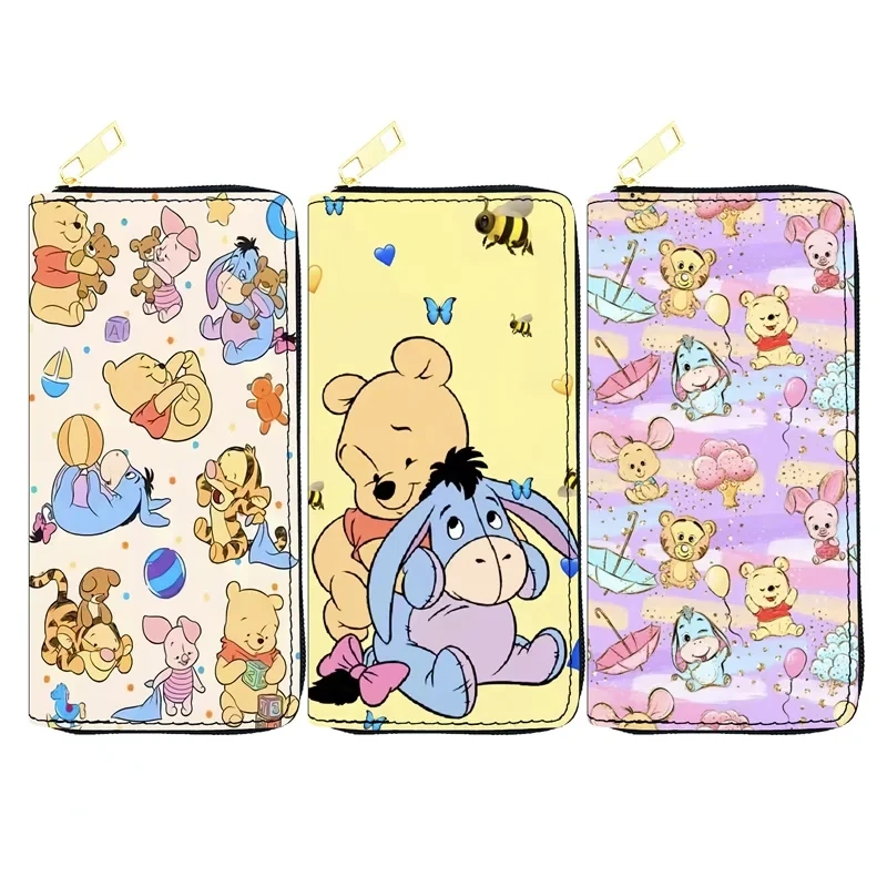 Disney Winnie the Pooh Wallet Cartoon Piglet Eeyore Tigger Womens Blocking Leather Zip Around Wallet Long Purse Credit Card 4