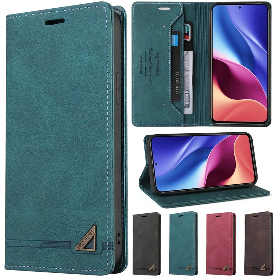 Premium RFID Blocking Magnetic Leather Wallet Case with Card Slots