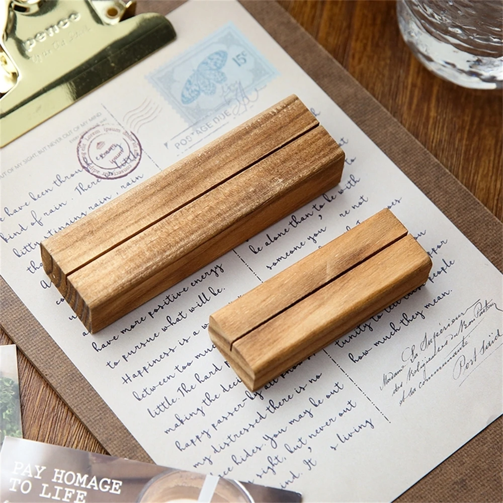 Wood Table Number Stands 3cm 7cm 10cm Length Sign Frame Oak Wooden Display Rack Place Card Holder
