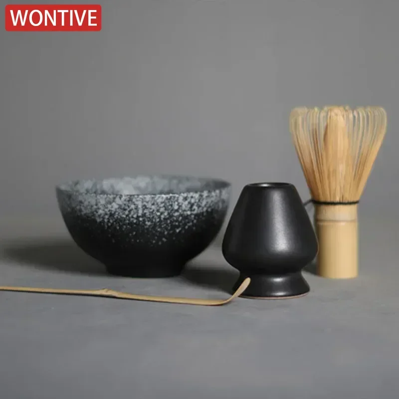 Matcha Tea Set Matcha Tea Tools Tea Ceremony Tools Tea Set 3/4pcs Handmade Home Easy Clean Matcha Tea Set Tool Stand Kit Bowl Whisk Scoop Gift Ceremony Traditional Japanese Accessories