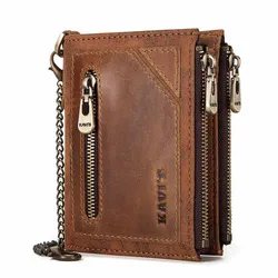 Men's RFID Blocking Genuine Leather Bifold Wallet with 7 Card Slots (Brown)
