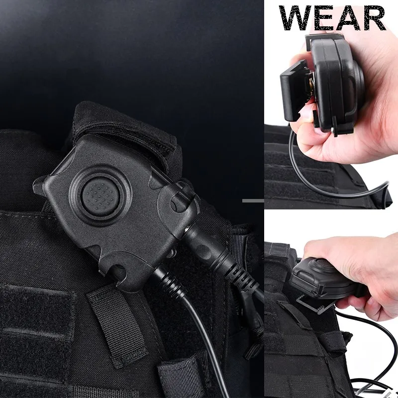 Wadsn Tactical PTT Push-Talk Button Military Headset Comtact Headphone Motorola Kenwood Icom Midland Plug Baofeng Radio