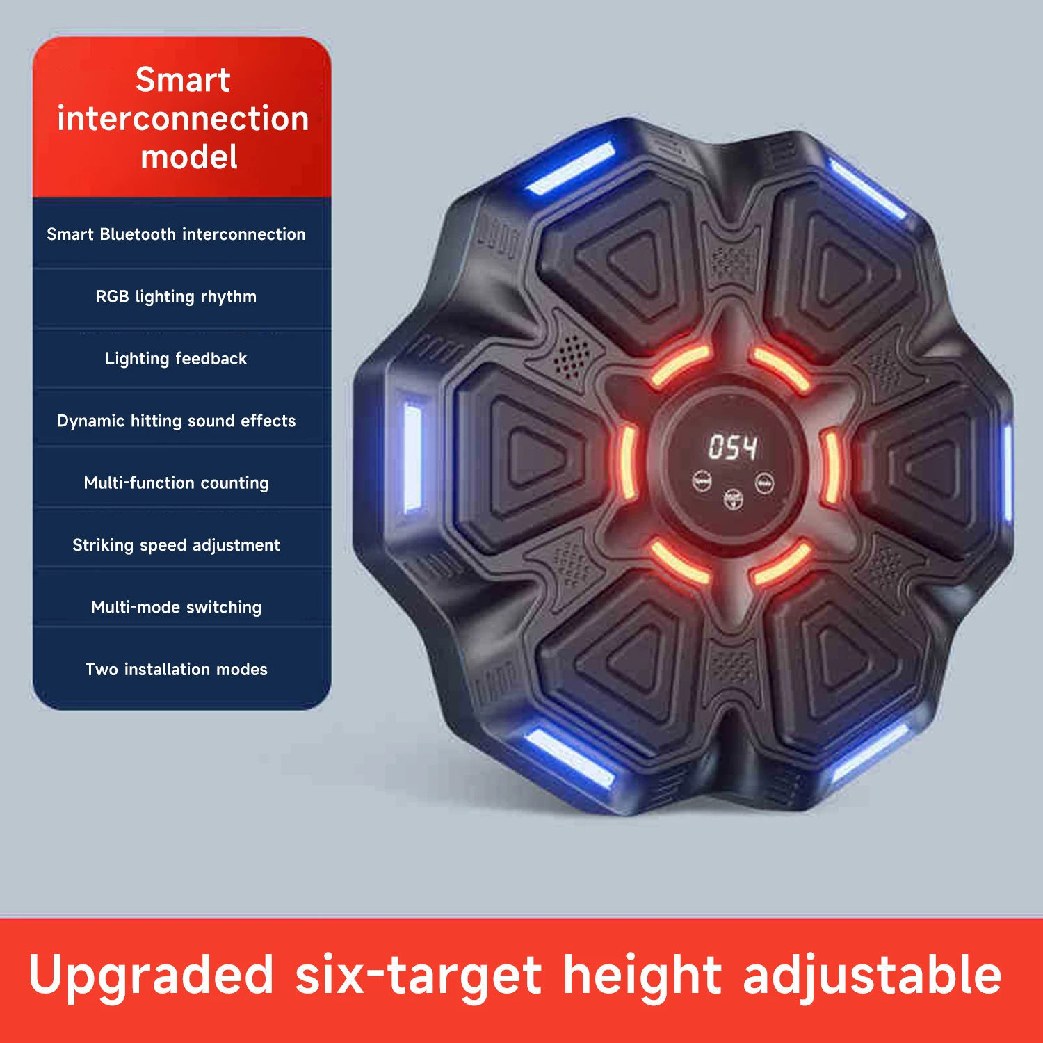 Boxing Machine 6 Targets with Fingerless Gloves Smart Music Childs Adults Fitness Train Exercise Response Boxing Wall Target
