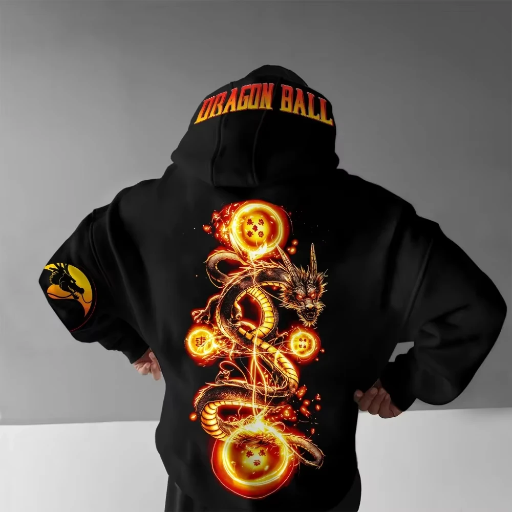2026 Winter Dragon Ball Retro Hochwertige Baumwoll-Hoodies für Herren, Übergroße Magic Buou Bedruckte Unisex Kinder-Freizeitjacke – Detail 5