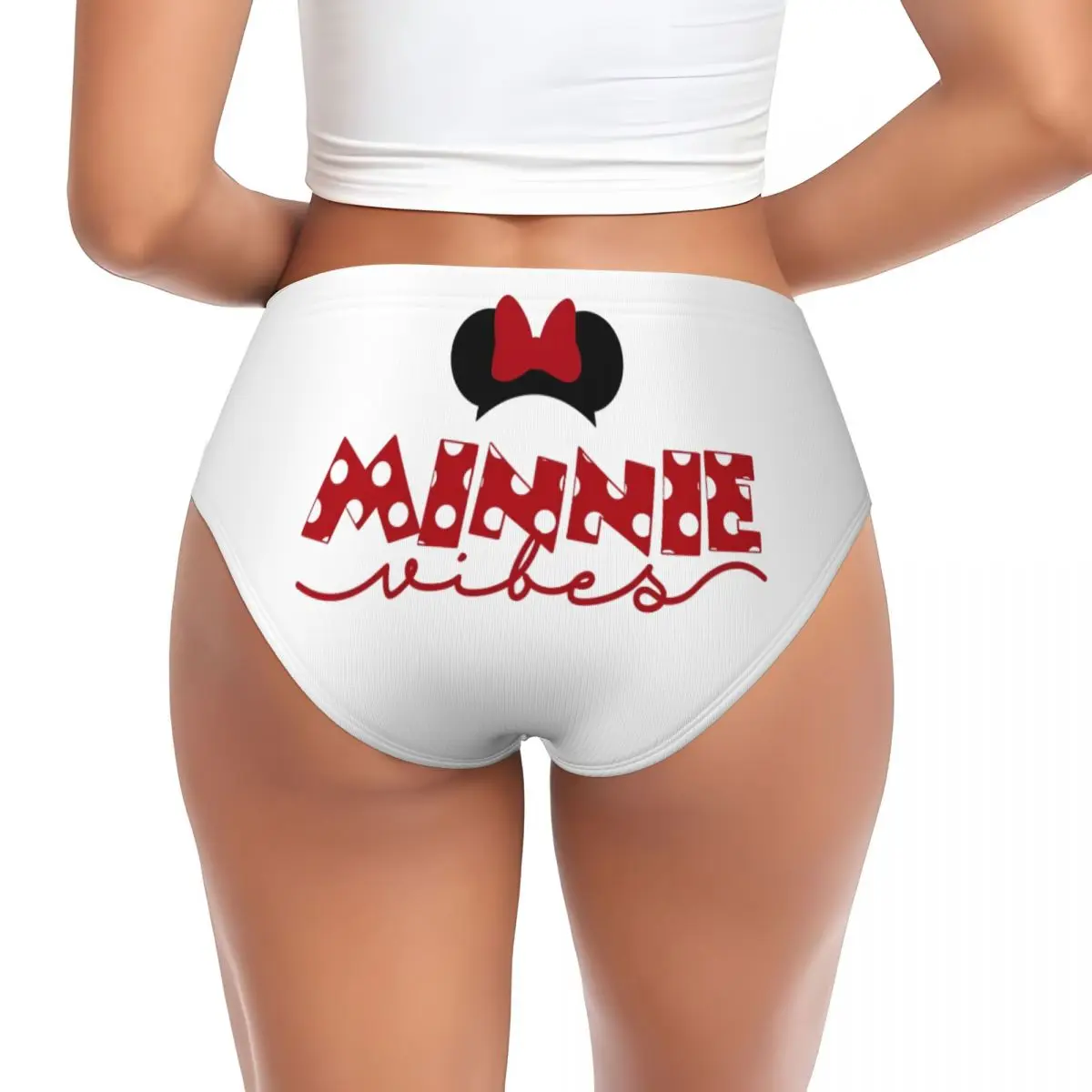 Kawaii Minnie Mouse Bow Tie Women Underwear Brief Full Coverage No Show Cartoon Mickey Ladies Panties 2