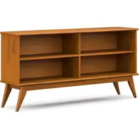 Solid Hardwood 30x64 Mid Century Modern Low Bookcase with 4 Open Shelves Anti-Tip Hardware Functional Storage Unit Living Room 2