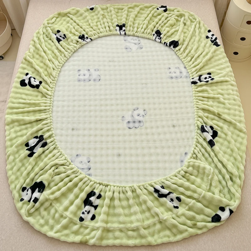 Warm Thick Bed Sheet for Winter Single/Queen/King Fleece Pluffy Fitted Bed Sheet Cartoon Mattress Cover(pillowcase need order) 2