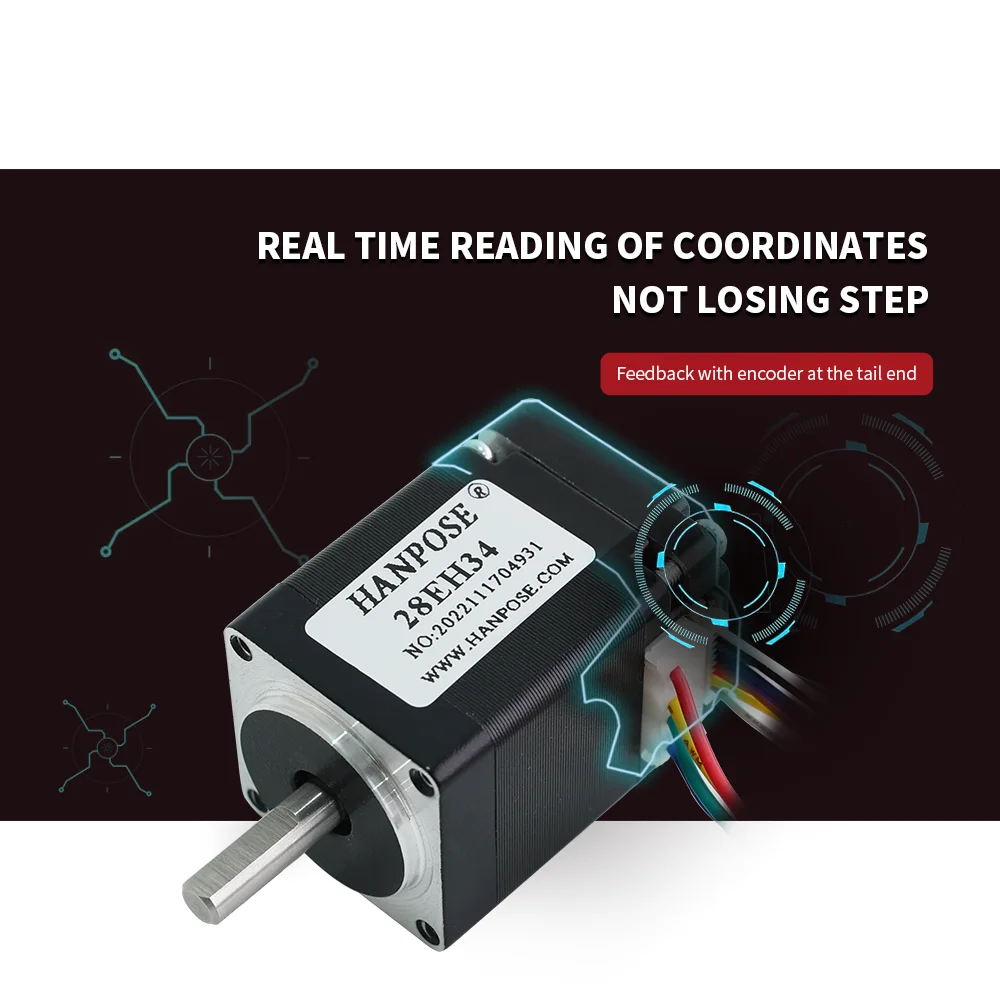 폐쇄 루프 스테퍼 모터 NEMA8 28EH34 0.8A 3.2V 실시간 좌표 판독, 스텝 손실 없음, 안정적인 작동