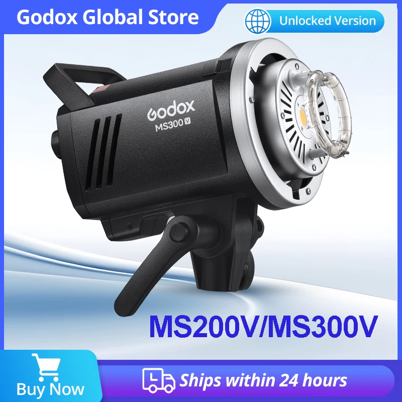 Godox MS200V 200W MS300V 300W LED Flash de estudio incorporado 2,4G receptor inalámbrico ligero compacto Bowens montaje LED modelado Lam