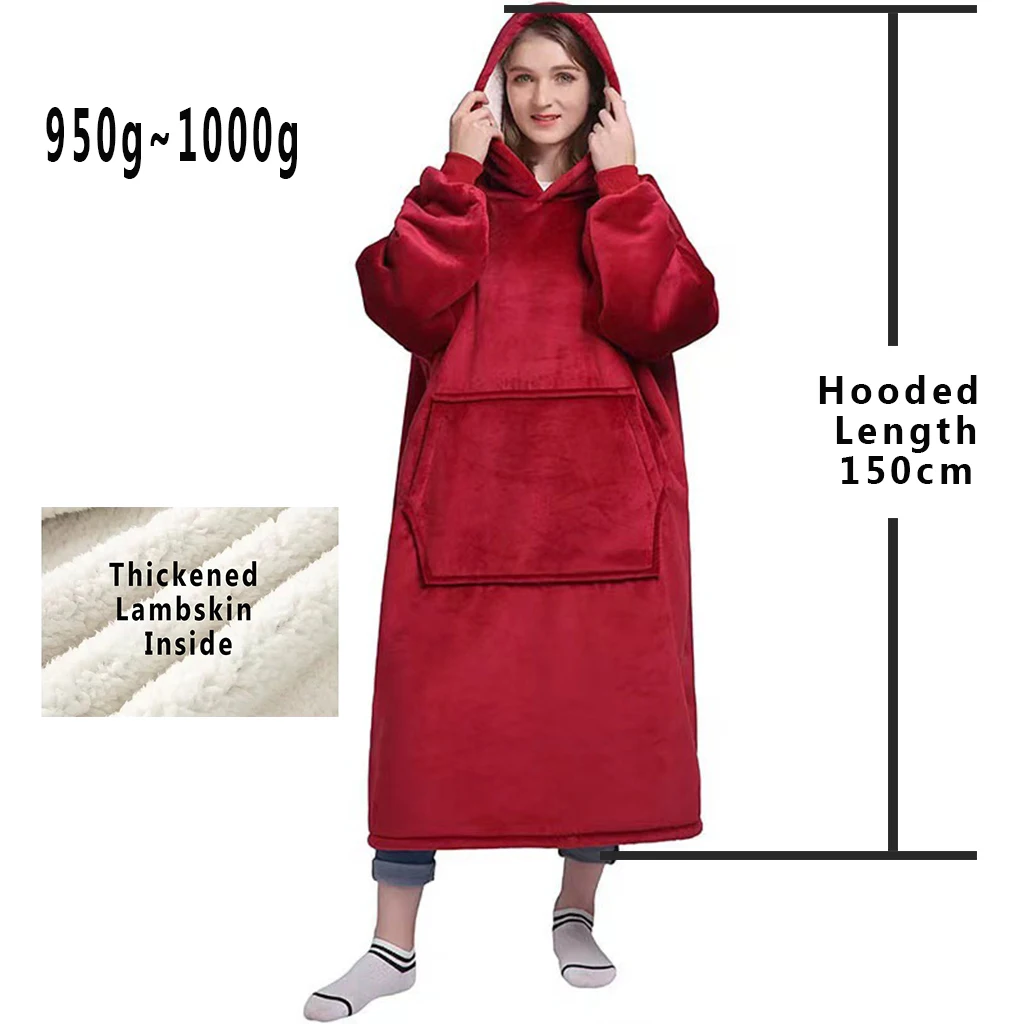 Winter Hoodies Sweatshirt Women Men Pullover Fleece Giant TV Oversized Blanket with Long Flannel Sleeves 4