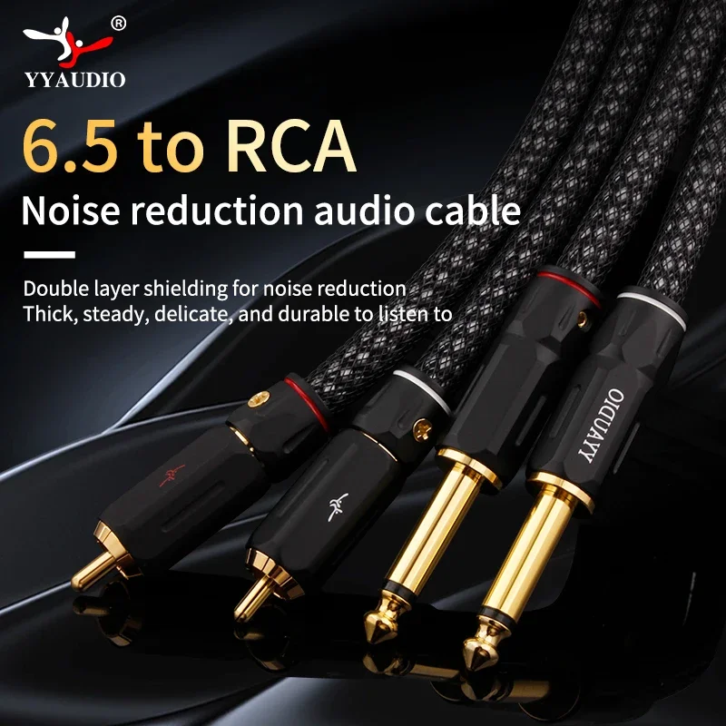 Yyaudio-cabo de Áudio Banhado a Prata Alto-falantes Conectados para tv Console av Amplificador Rca Duplo para 635 mm Duplo 2rca para 65 Occ