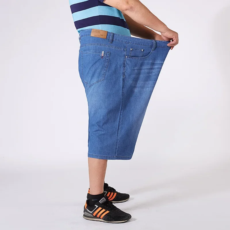 Men Extra Large Size Shorts Knee-length Summer Breeches Denim Male Bermuda Classic Stretch Plus Size 8XL Men Short Jean