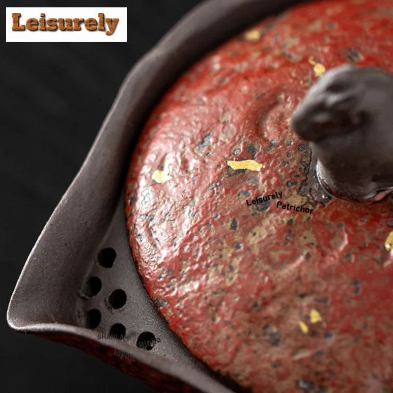 100ml Sprinkle Gold Small Horse Red Teapot Traditional Tea Infuser Pot Tea Making Kettle With Strainer For Tea Craft Accessories